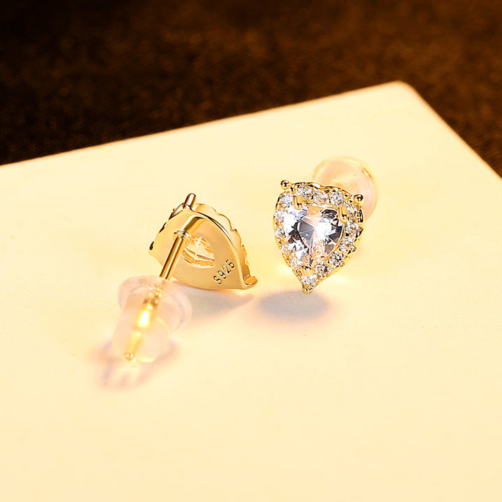 Heart Halo Stud Earrings | Sterling Silver & 18K Gold Plated