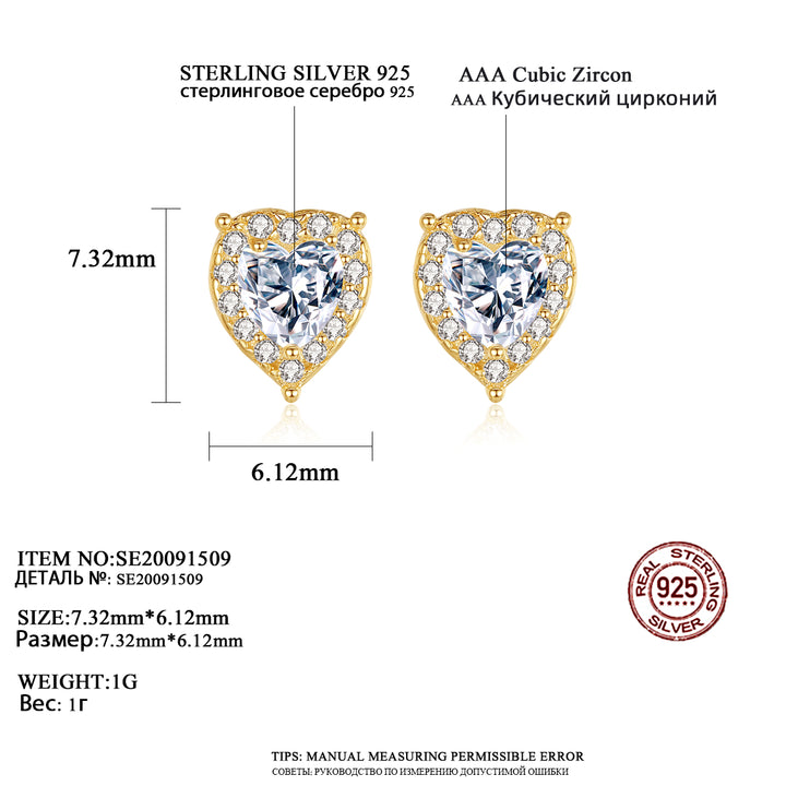 Heart Halo Stud Earrings | Sterling Silver & 18K Gold Plated
