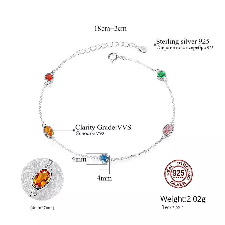 Colorful Topaz Gemstone Chain & Link Bracelet