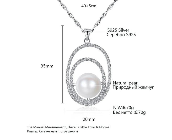 Freshwater Pearl & CZ Diamond Double Circles Pendant