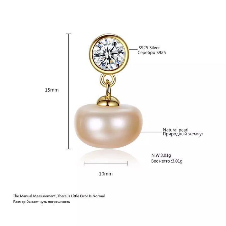 Solitaire Drop Pearl Earrings | Bezel Set in 925 Sterling Silver