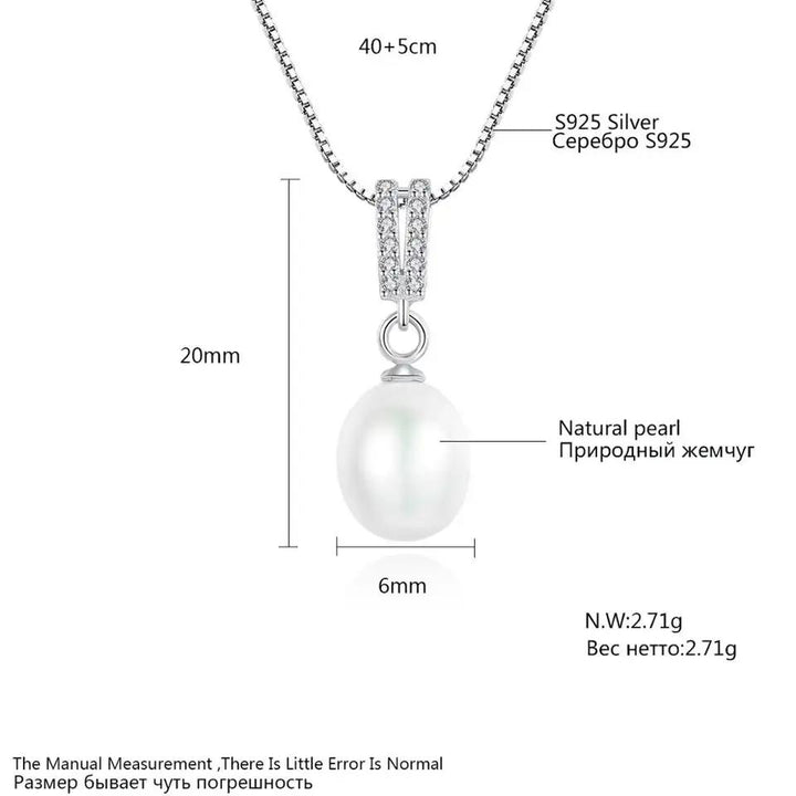Freshwater Double Row CZ Diamond Pendant Necklace