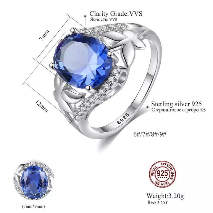 Oval Sapphire Gemstone Engagement Wedding Ring 