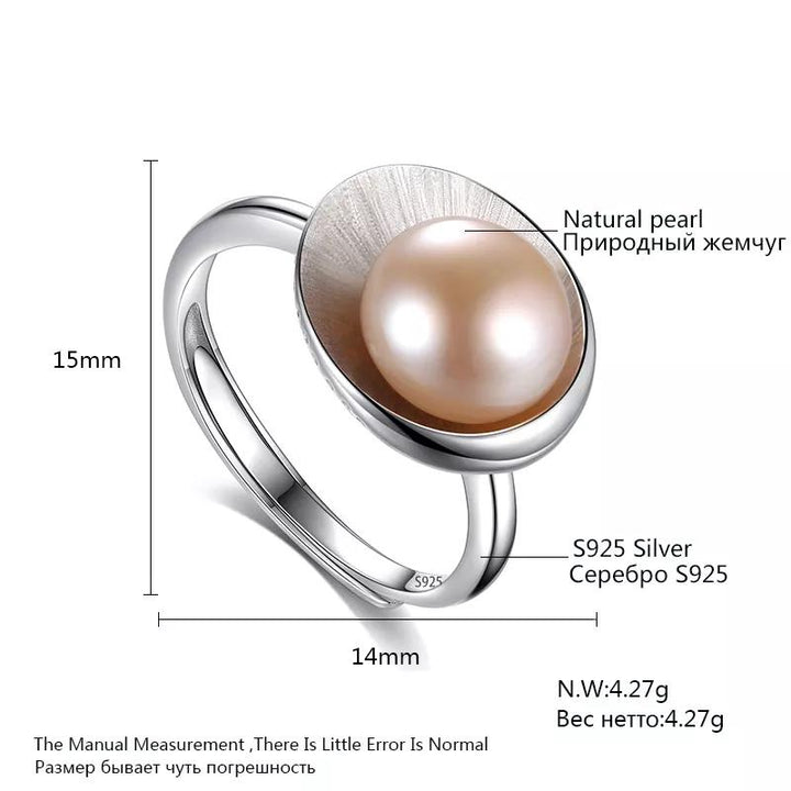 Natural Freshwater Pearl Shell Shaped Ring | Silver Jewelry