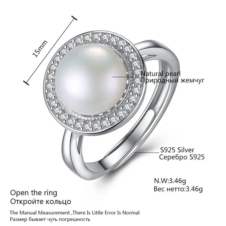 Freshwater Pearl Rings with CZ Diamond Halo | 925 Silver