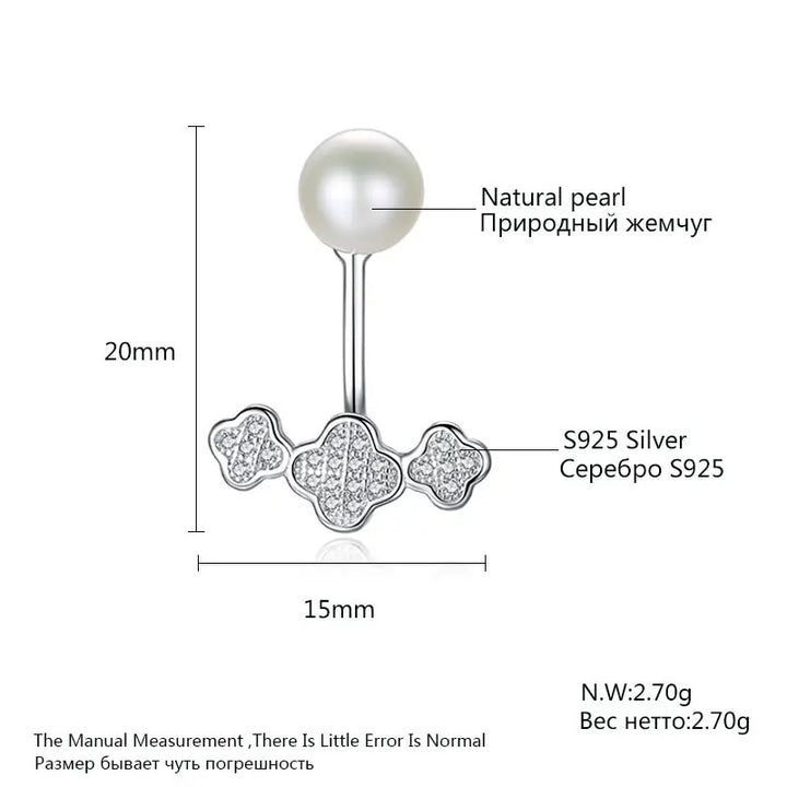 Flower Blossom Halo & Pearl Stud Earrings | Sterling Silver 