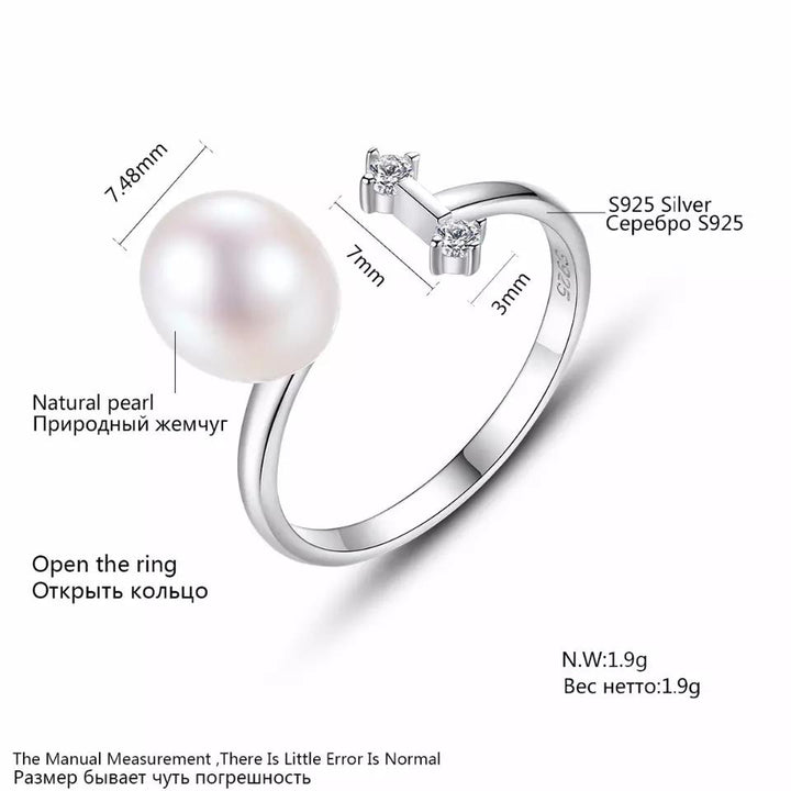  Natural Freshwater Pearl CZ Diamond Ring | Sterling Silver