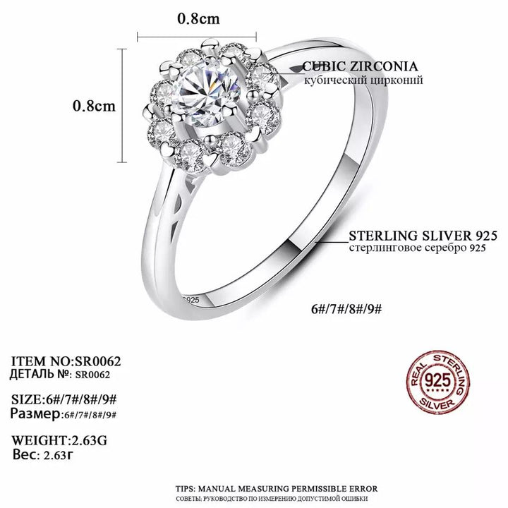 Flower Shaped Mounting Mini CZ Diamond Ring | Silver