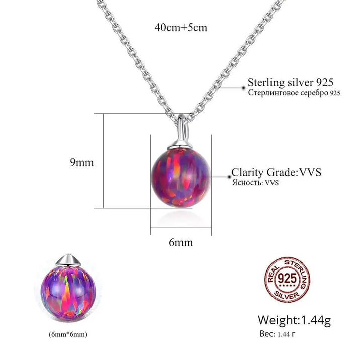 Opal Elegance - 925 Silver Ball Opal Pendant Necklace