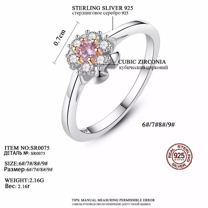 Exquisite Pink CZ Diamond Ring | Sterling Silver & 18K Gold
