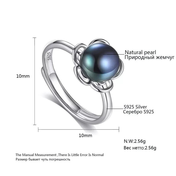 Round Geometric Freshwater Pearl Ring - Adjustable Design