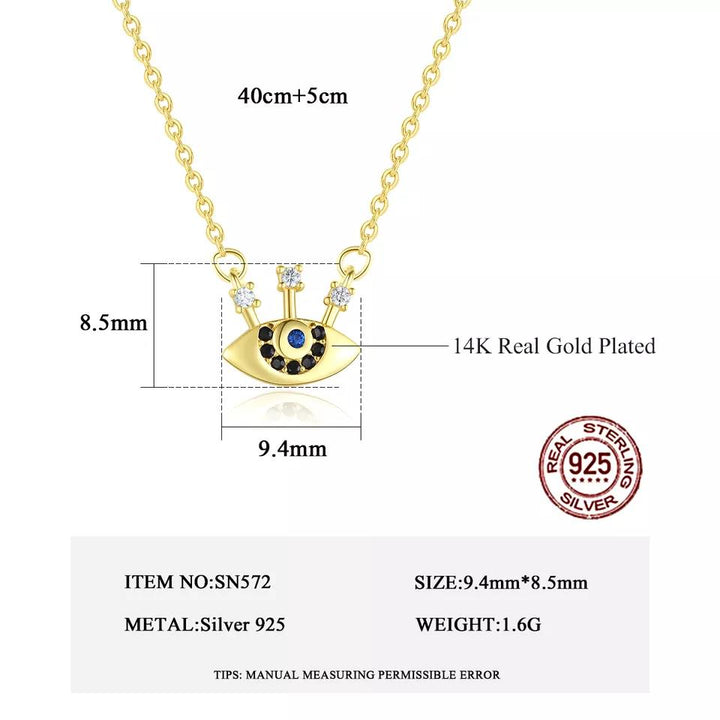 Evil Eye Pendant Necklace | Sterling Silver & 18K Gold Plated