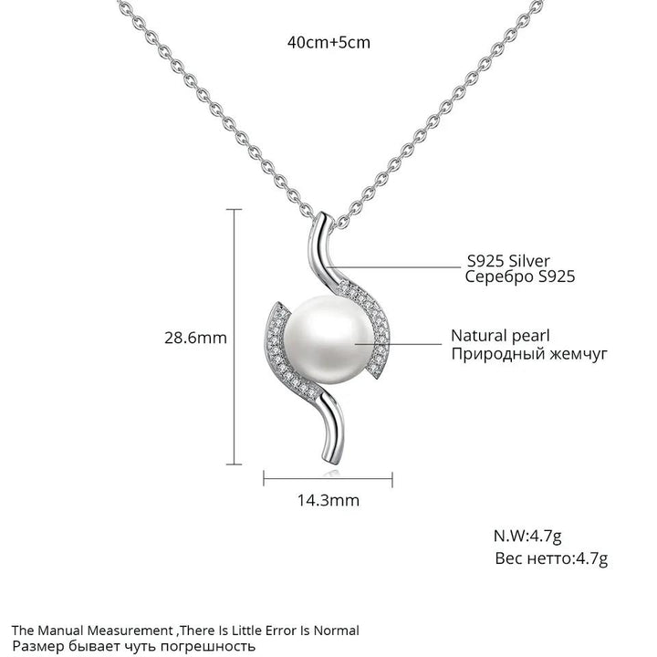 Freshwater Pearl Geometric CZ Diamond Pendant Necklace 
