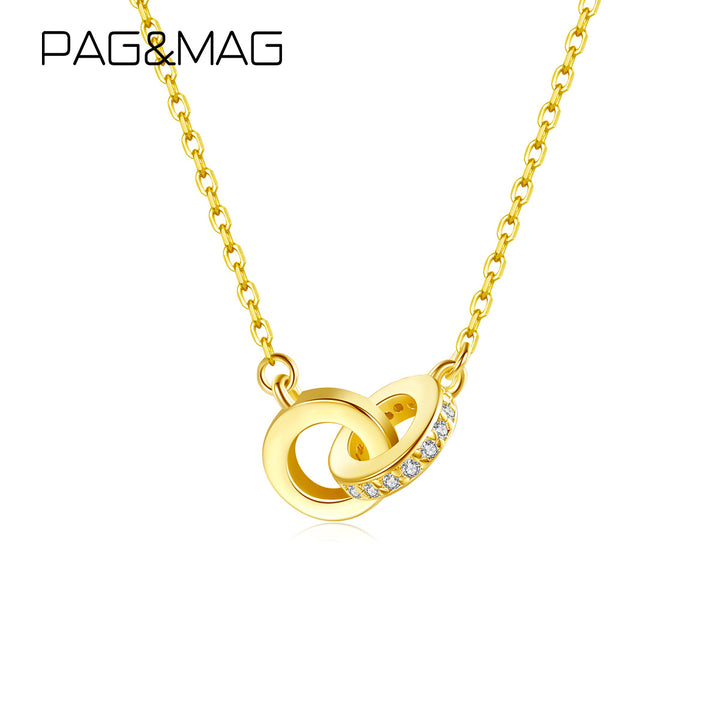 Double Circle Ring Pendant Necklace | Silver & 18K Gold Plated