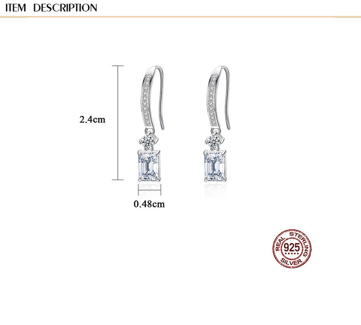 Rectangle Drop Earrings | 925 Sterling Silver & 18K Gold