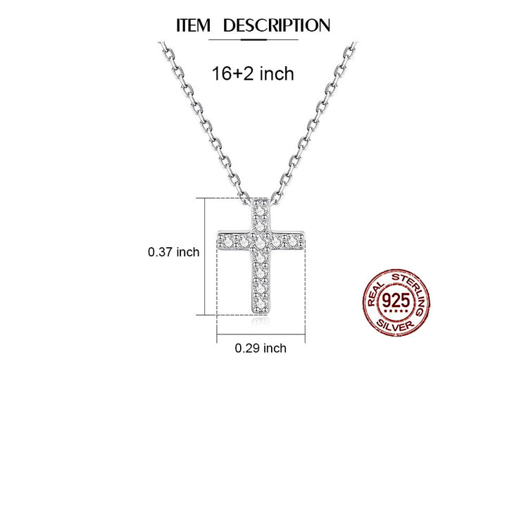 Halo CZ Diamond Cross Pendant Necklace | 925 Sterling Silver