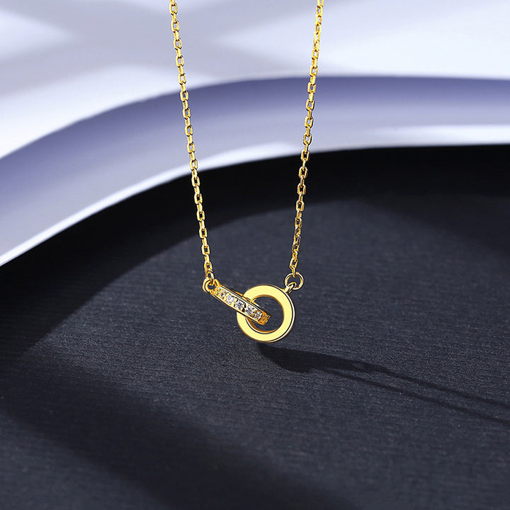 Double Circle Ring Pendant Necklace | Silver & 18K Gold Plated