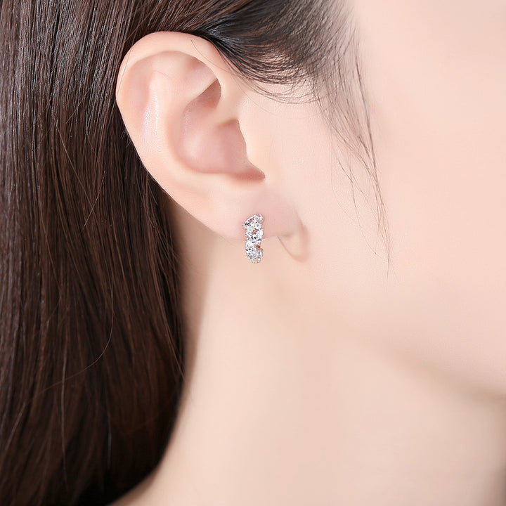 Pear CZ Diamond Round Hoop Earrings | 925 Sterling Silver