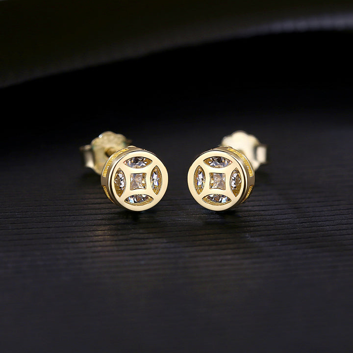 Ancient Copper Coin Stud Earrings | Sterling Silver & Gold Plated