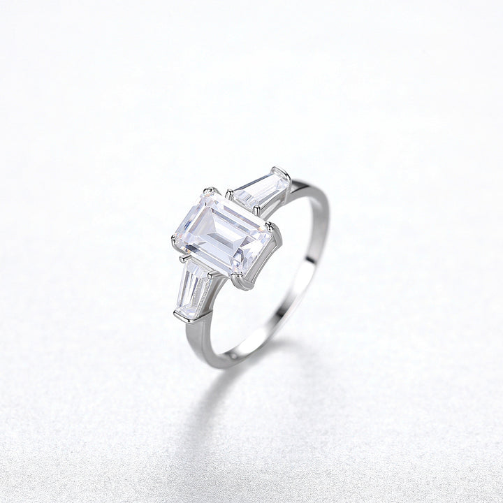 Exquisite 4 Prong Emerald Cut Ring | Gold & Sterling Plated