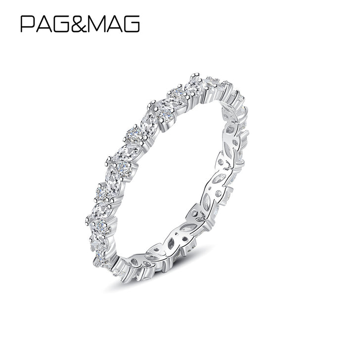 Plated Dainty Single Row CZ Diamond Stackable Ring 