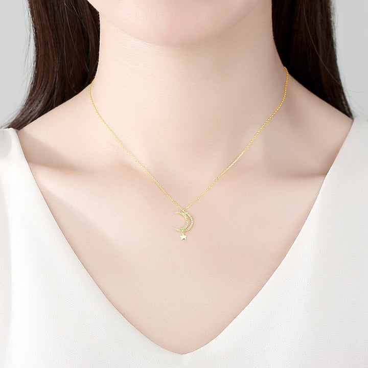 Crescent Moon Pendant Necklace | 925 Sterling Silver