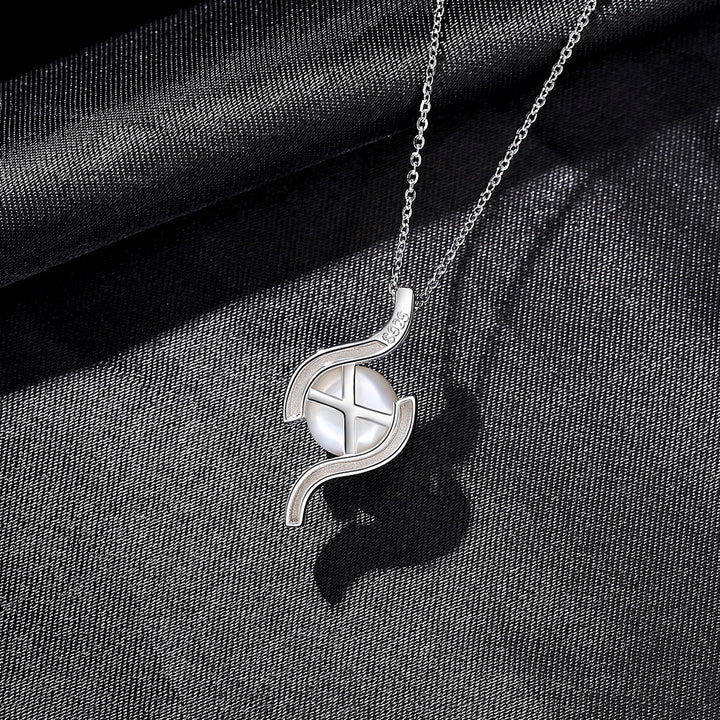 Freshwater Pearl Geometric CZ Diamond Pendant Necklace 