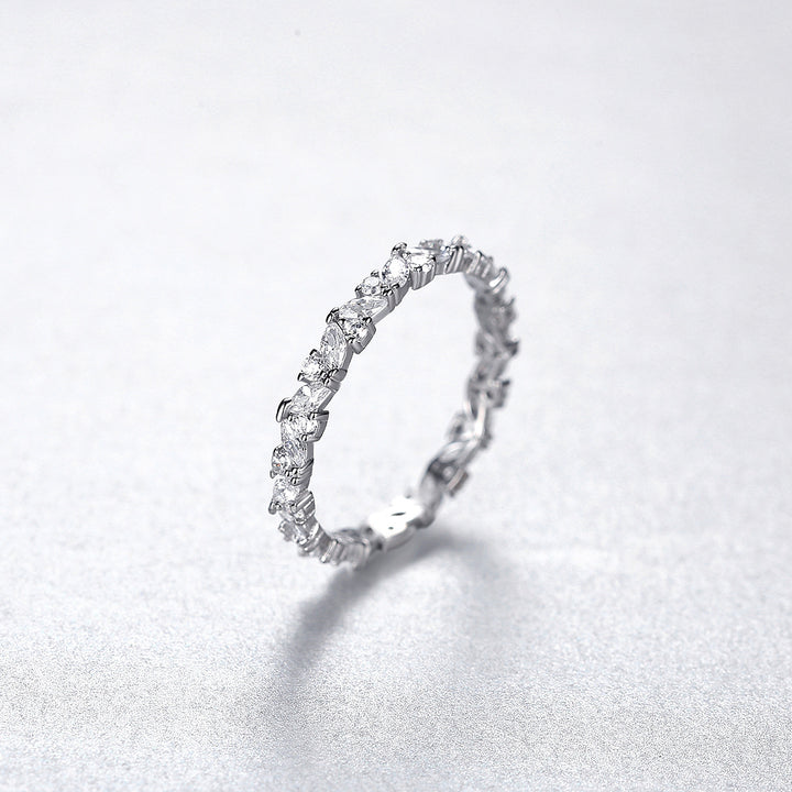 Plated Dainty Single Row CZ Diamond Stackable Ring 