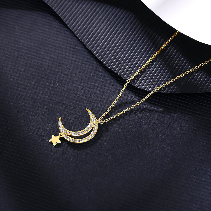 Crescent Moon Pendant Necklace | 925 Sterling Silver